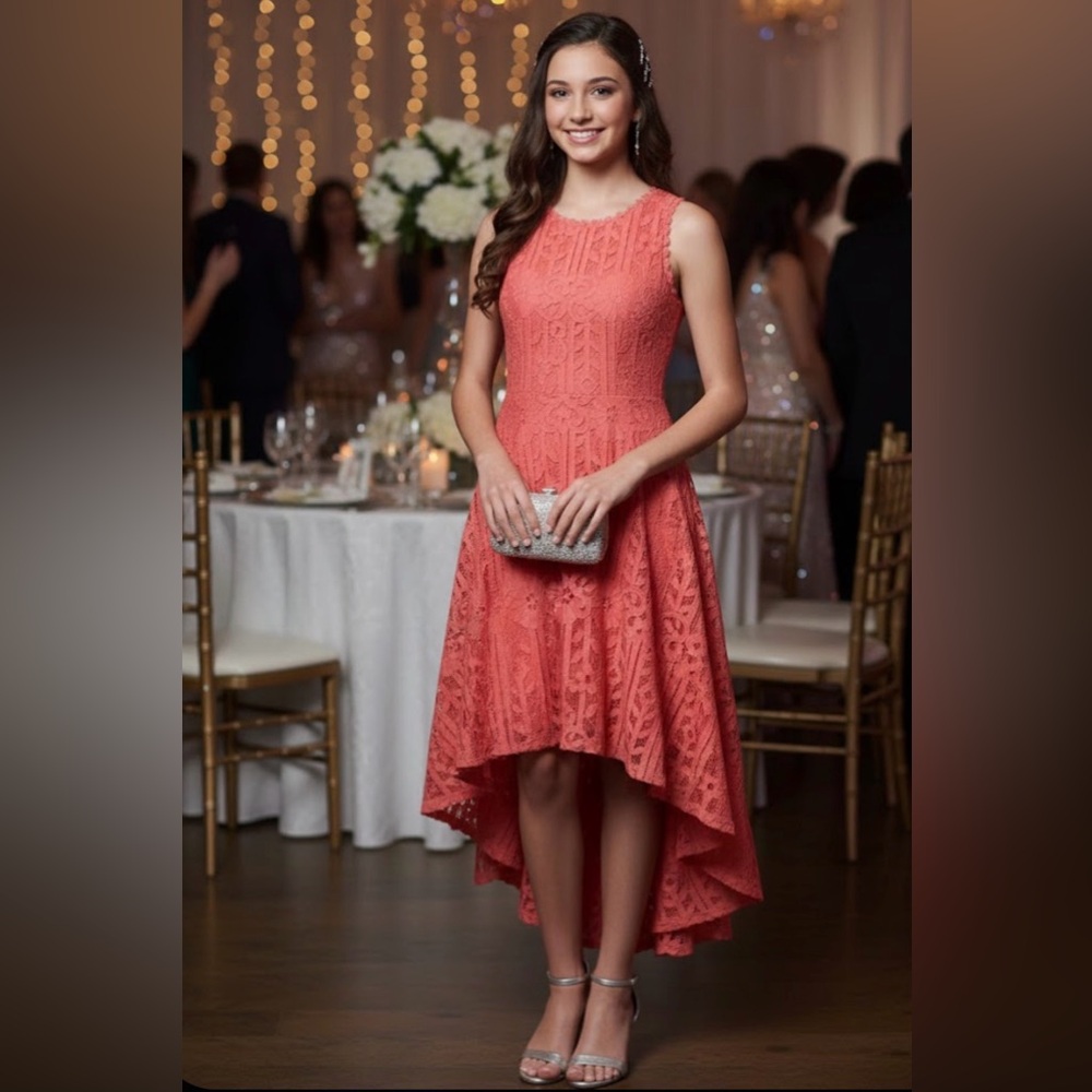 City Studio Coral Lace Sleeveless Dress 65%Nylon & 35%Cotton Size 1